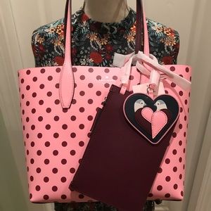 KATE SPADE NWT ARCH REVERSIBLE TOTE BAG POUCH PINK
